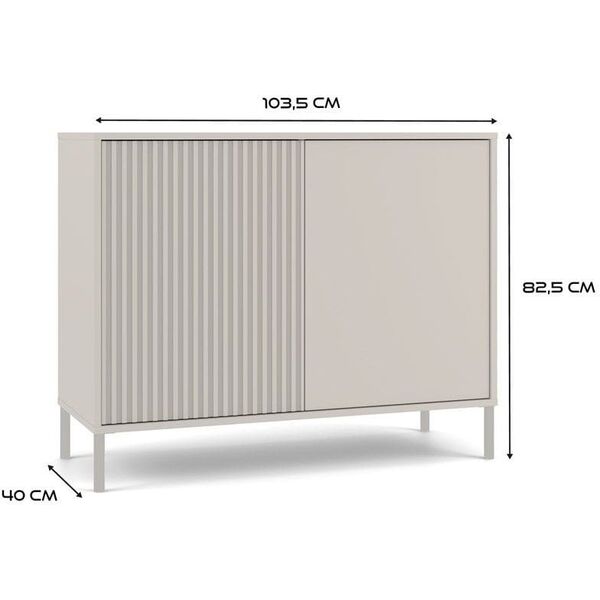 Komoda KAMARO 2D SLIM/GŁADKI KASZMIR Lamele Front Ryflowany + Klasyczny