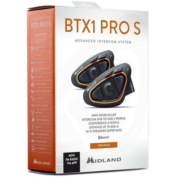 Interkom motocyklowy Midland BTX1 PRO S-TWIN na 2 kaski