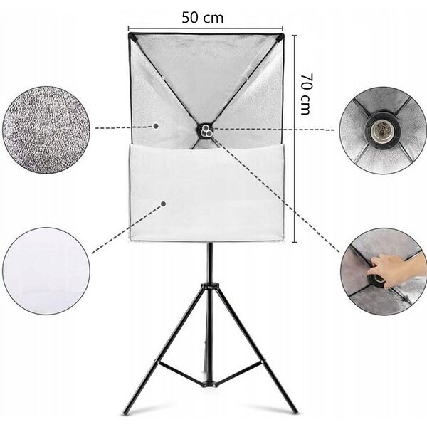DNA SOFTBOX 1 SET 2X60W prostokątny odbłyśnik 50x70