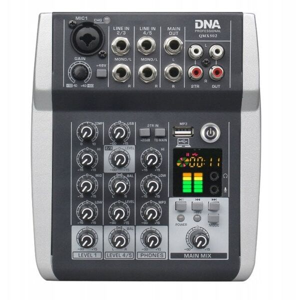 DNA QMX502 analogowy mikser dźwięku 5 kanałów Blue