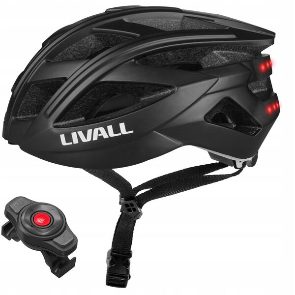 Kask szosowy Bluetooth 55-61cm LED/SOS/Intercom czarny