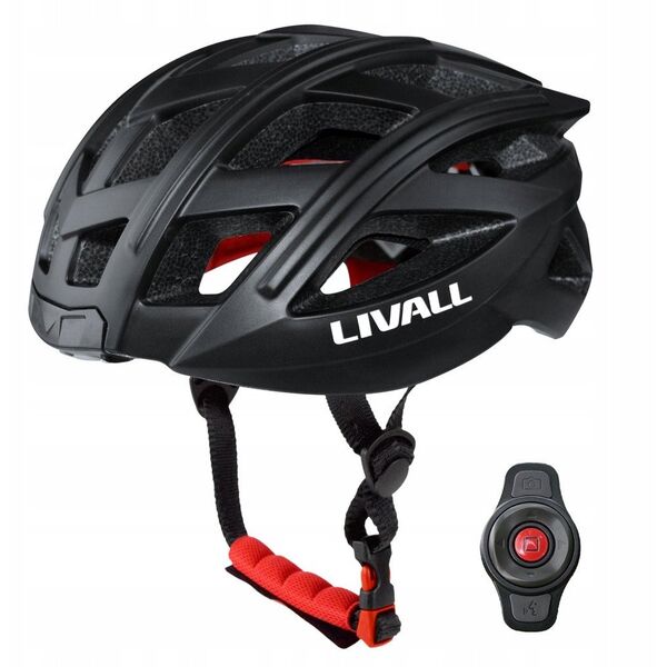 Kask szosowy Bluetooth 55-61cm LED/SOS/Intercom czarny
