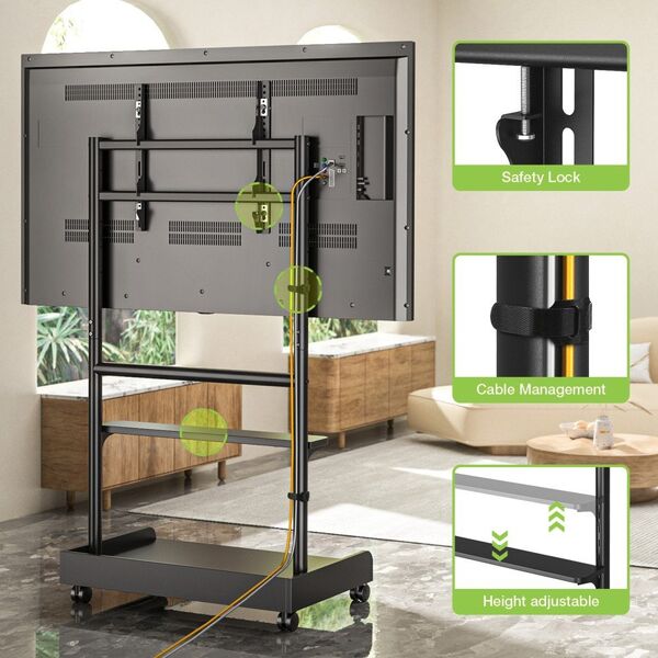 Stojak mobilny TV 50-86” do 68kg regulowany 2 półki AV