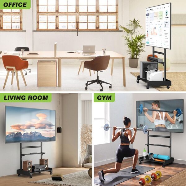 Stojak mobilny TV 50-86” do 68kg regulowany 2 półki AV