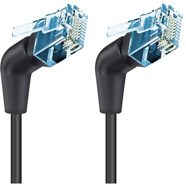 Patchcord Cat6a U/FTP 1m 100% miedź obrotowy kątowy slim