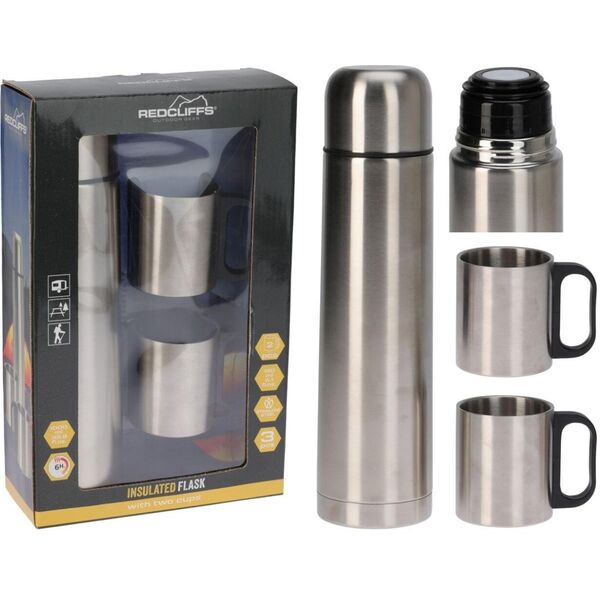 Stainless steel thermos 1L, 2 cups