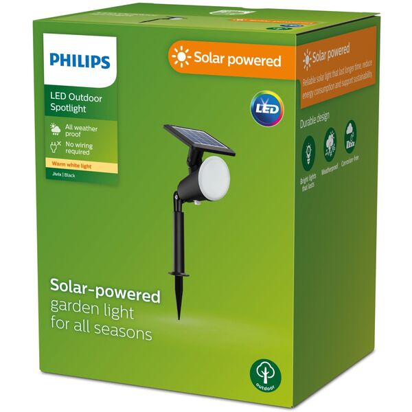 Plug-in LED outdoor light PHILIPS JIVIX, rechargeable solar energy 1.4W, 2700K 150lm
