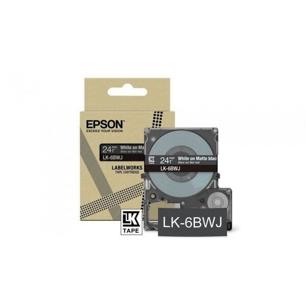 EPSON Matte Tape Black/White 24mm 8m LK-6BWJ