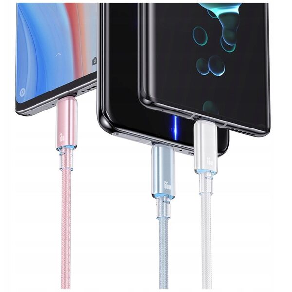 Kabel USAMS Cloud Series US-SJ658 6A     USB-A do USB-C 1,2m różowy