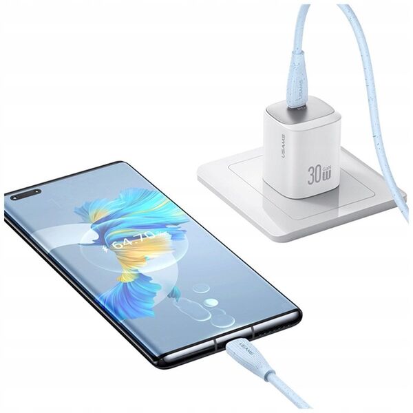 Kabel USAMS Green Series SJ716 60W USB-C do USB-C 1m niebieski