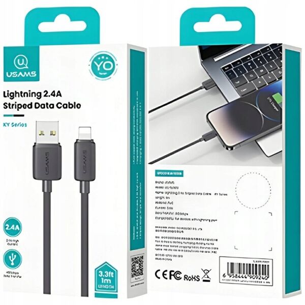 Kabel USAMS KY Series US-SJ689 2.4A      USB-A do Lightning 1m czarny