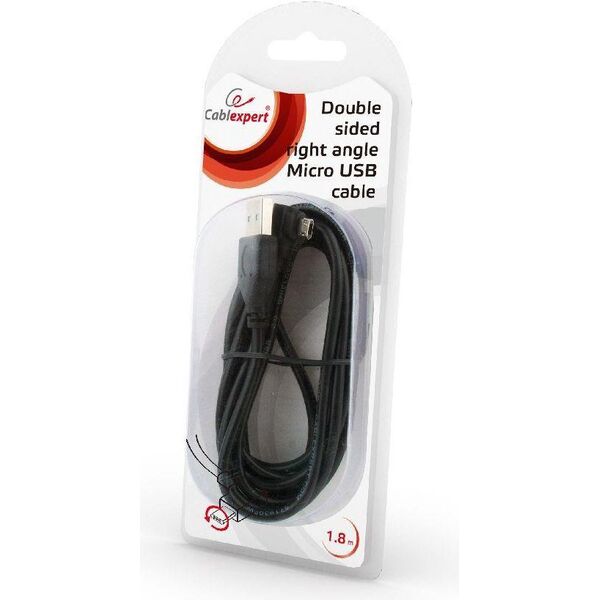 Kabel USB Gembird kątowy micro USB do USB 2.0 Czarny (CCB-USB2-AMmDM90-6)