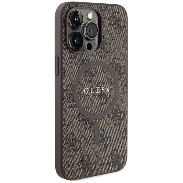 Guess Guess GUHMP14XG4GFRW iPhone 14 Pro Max 6.7" brązowy/brown hardcase 4G Collection Leather Metal Logo MagSafe