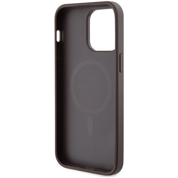 Guess Guess GUHMP14XG4GFRW iPhone 14 Pro Max 6.7" brązowy/brown hardcase 4G Collection Leather Metal Logo MagSafe