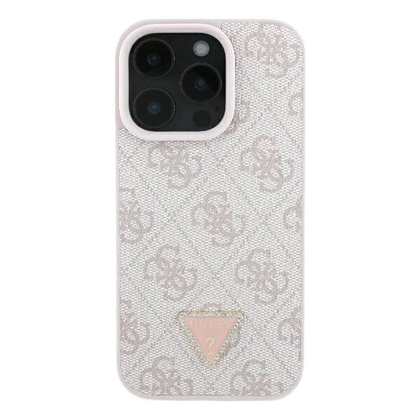 Guess Guess GUHCP16LP4TDPP iPhone 16 Pro 6.3" różowy/pink hardcase Leather 4G Triangle Strass MagSafe