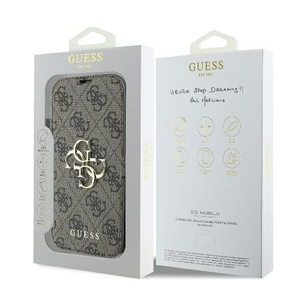 Guess Guess GUBKP16X4GMGBR iPhone 16 Pro Max 6.9" brązowy/brown book 4G Metal Logo