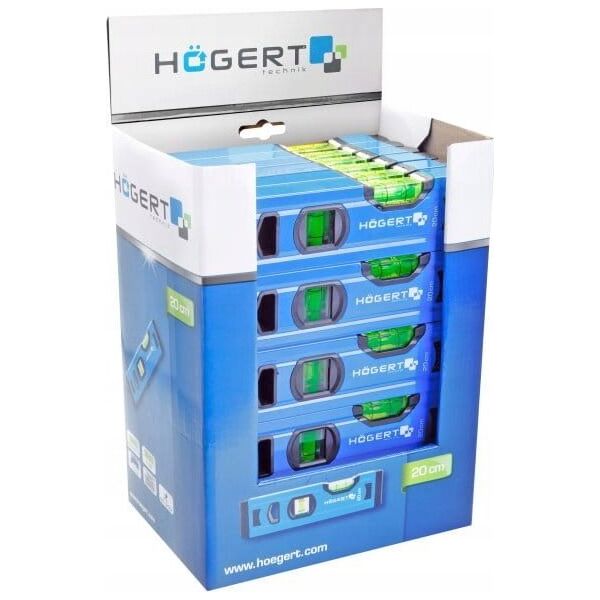 Högert Technik Poziomnica aluminiowa 20 cm 2 libelki spakowana w displayu ekspozycyjnym (inner box)