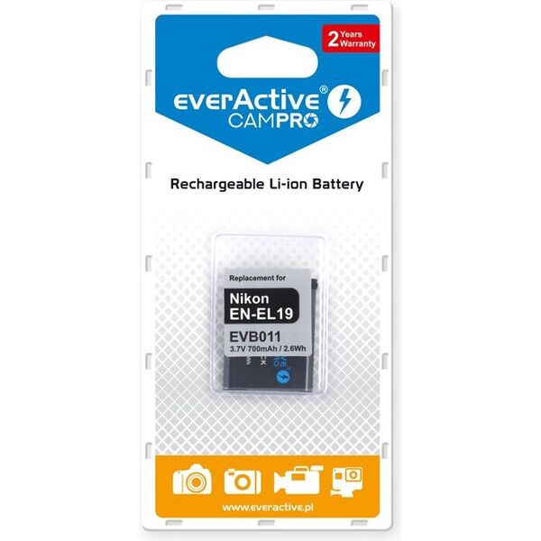 Akumulator EverActive zamiennik dla EN-EL19, 700 mAh (EVB011)