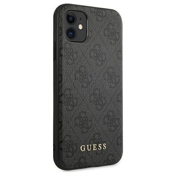 Guess Guess GUHCN61G4GFGR iPhone 11 6,1" szary/grey hard case 4G Metal Gold Logo