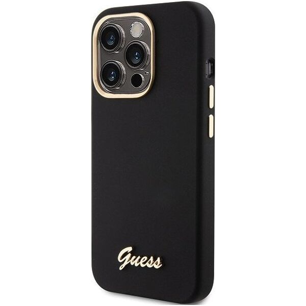 Guess Guess GUHCP15XSMBSLK iPhone 15 Pro Max 6.7" czarny/black hardcase Silicone Script Metal Logo & Frame