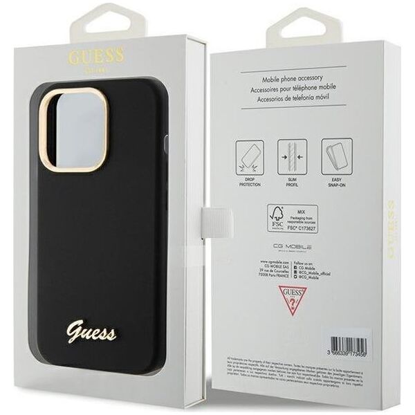 Guess Guess GUHCP15XSMBSLK iPhone 15 Pro Max 6.7" czarny/black hardcase Silicone Script Metal Logo & Frame