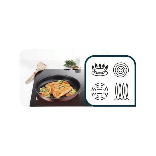 TEFAL Frying Pan L7600453 Ingenio Eco Respect Frying  Diameter 24 cm  Suitable for induction hob  Removable handle  Copper