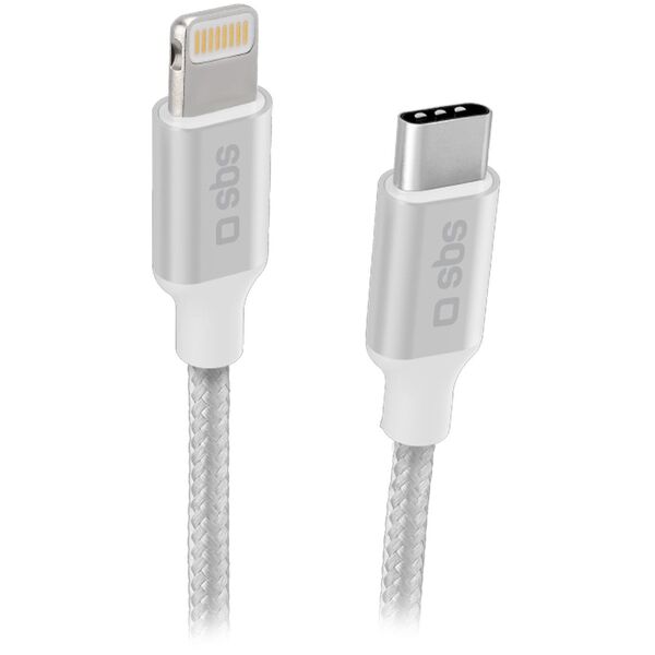 SBS Ασημί Μεταλλικό Πλεκτό USB-C - Lightning sudraba - Καλώδιο