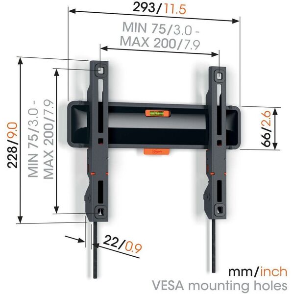 Σταθερή Βάση Τοίχου Τηλεόρασης Vogels TVM 3203 19-50" μέγιστο βάρος 30 kg μαύρο - Στήριγμα τοίχου για τηλεοράσεις