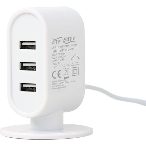 Φορτιστής Γραφείου USB EnerGenie Μαύρο/Λευκό Μίγμα 8716309108645