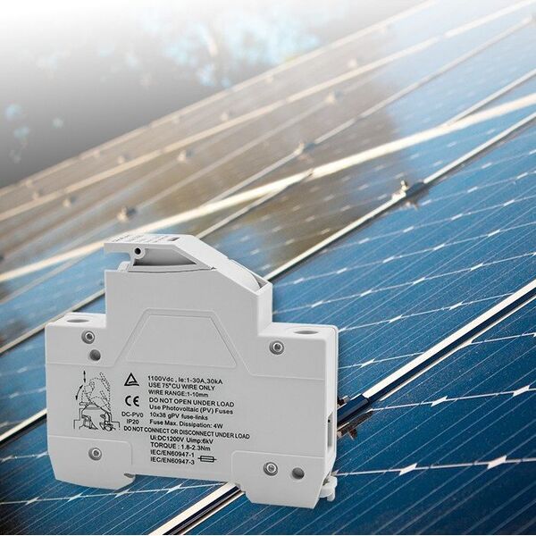 Qoltec Podstawa bezpiecznikowa z diodš + bezpiecznik DC | 1P | 1000V | 30A | 10x38 | solar