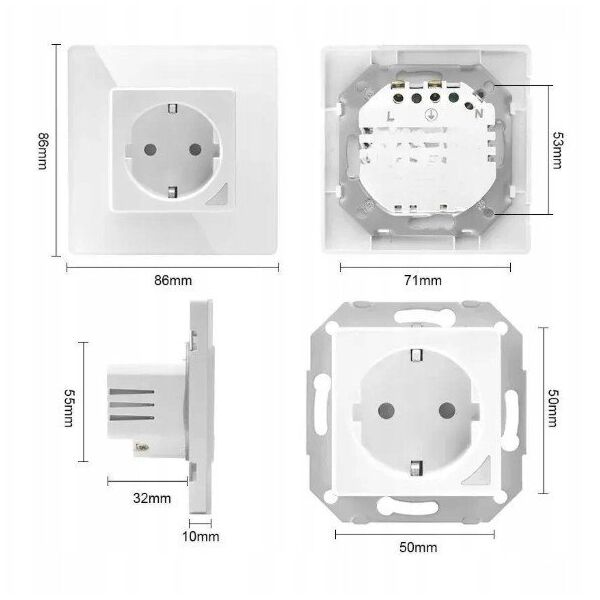 Extralink Smart Life Wall Socket Set Pro | Zestaw inteligentne gniazdko + ramka | Kolor Biały, 230V, WiFi