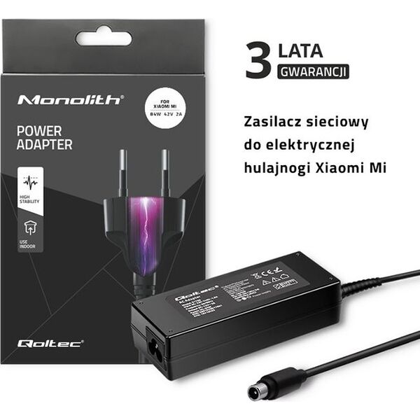 Qoltec 51768 Zasilacz Qoltec do elektrycznej hulajnogi Xiaomi Mi 84W 42V 2A 8.0x8.0+pin