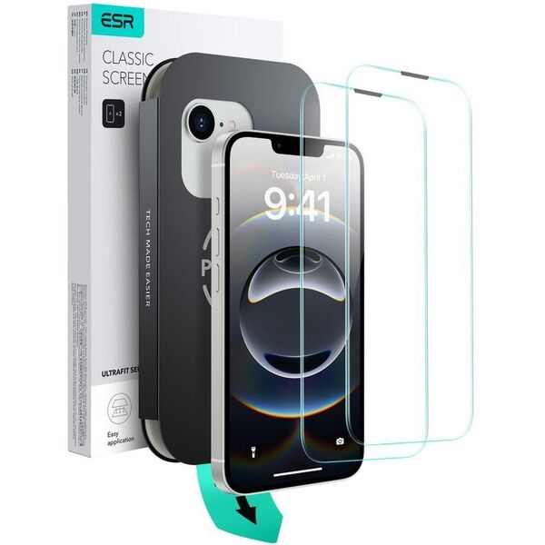 Szkło hartowane ESR Ultrafit Tempered Glass Apple iPhone 13 / 13 Pro / 14 / 16e Clear [2 PACK]