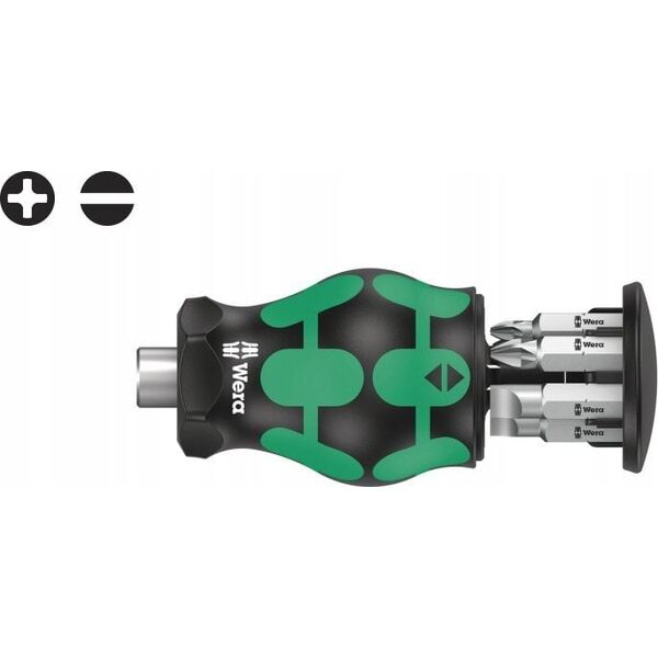 Wera Wera Kraftform compact stubby magazine 4 bit set (black/green, 7 pieces)