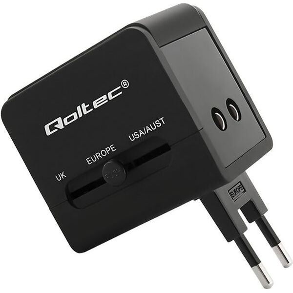Qoltec Uniwersalny adapter podróżny 10.5W, 2xUSB (50133)
