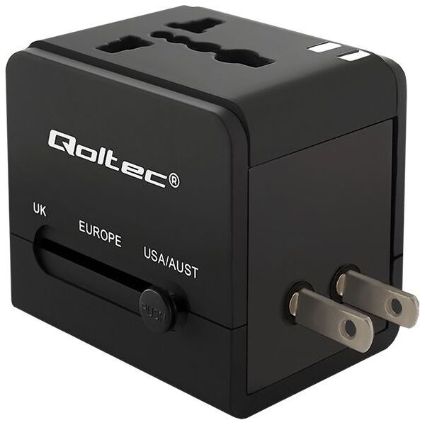 Qoltec Uniwersalny adapter podróżny 10.5W, 2xUSB (50133)