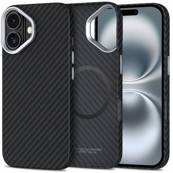 Θήκη Tech-Protect Ion Carbon MagSafe Apple iPhone 16 Μαύρο/ασημί
