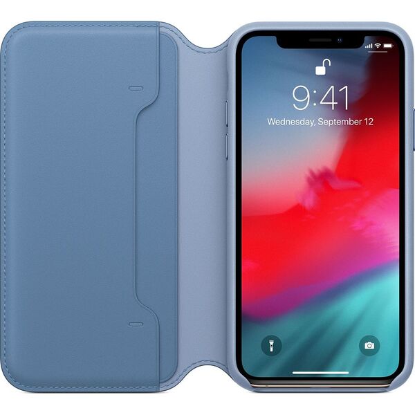 Apple Etui skórzane folio Iphone XS - chabrowe