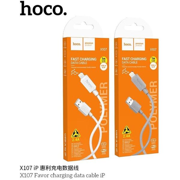 Καλώδιο USB Hoco HOCO καλώδιο USB A σε Lightning 2,4A X107 1 m λευκό