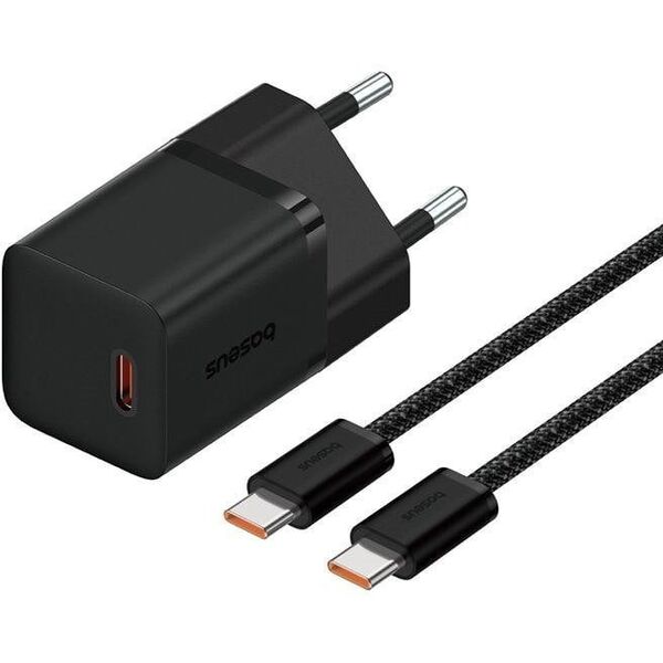 Φορτιστής Baseus GaN5 mini 1C 30W EU+καλώδιο USB-C (cluster black)