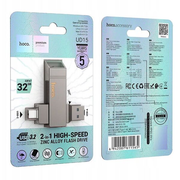 HOCO pendrive USB A + USB C UD15 32GB USB3.2