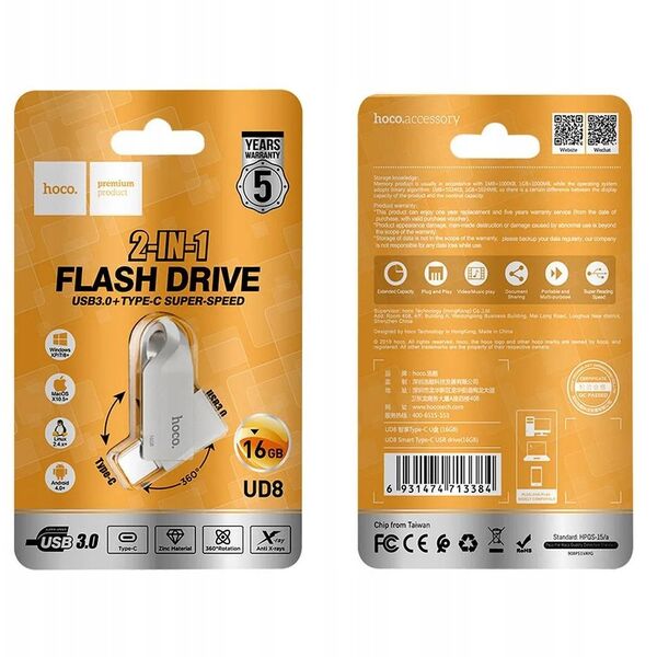 HOCO pendrive USB A + USB C UD8 16GB USB3.0