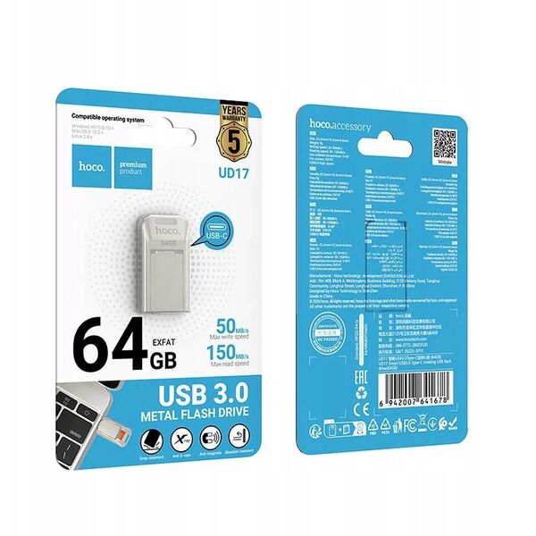 HOCO pendrive USB A + USB C UD17 64GB USB3.0