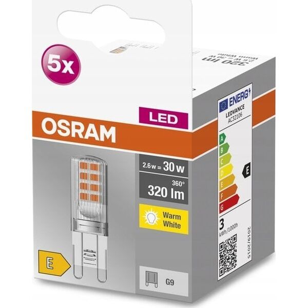Osram Osram Żarówka 5 x LED kapsułka Pin 2.6W 2700K 230V G9