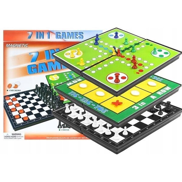 LeanToys Gry 7w1 Zestaw Gier Planszowych Ludo Warcaby LEAN TOYS