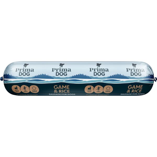 PRIMADOG GAME-RICE SAUSAGE 800 G
