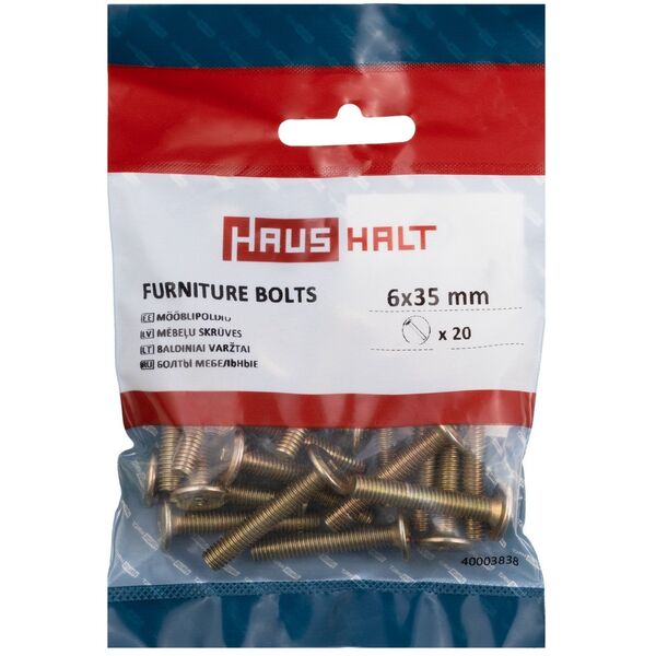 FURNITURE BOLT M6X35 YELLOW. 20 PCS
