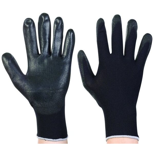 BLACK POLYEST PU GLOVES L OKKO 12 PAIRS
