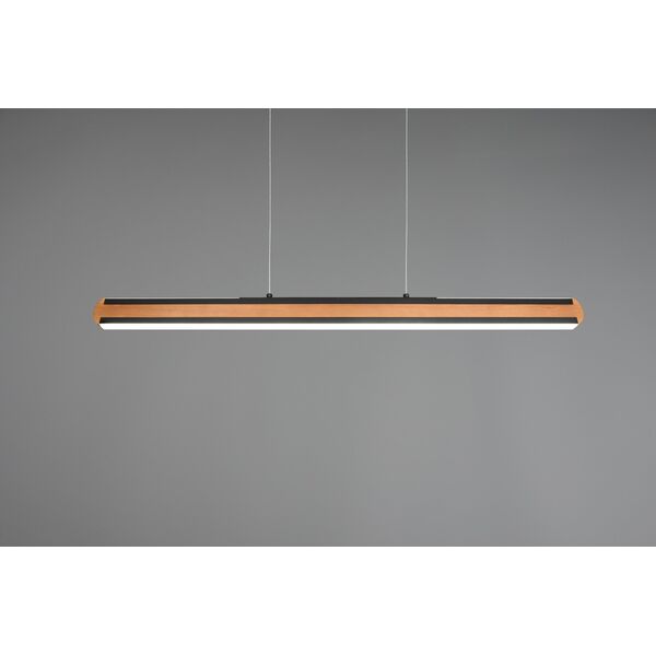 Φωτιστικό κρεμαστό LED TRIO Deacon, 42W, 2700-6000K, 3200lm, μαύρο/χρώμα ξύλου, 110x6x150cm