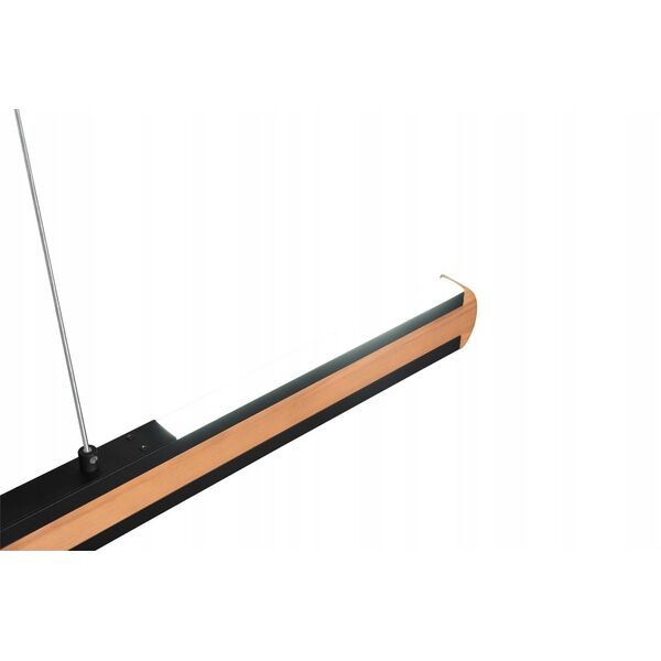 Φωτιστικό κρεμαστό LED TRIO Deacon, 42W, 2700-6000K, 3200lm, μαύρο/χρώμα ξύλου, 110x6x150cm